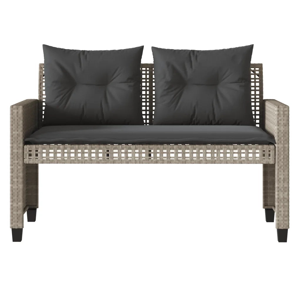 Divano da Giardino 4pz Cuscini-Sofa da Giardino-Divano da esterno Grigio Chiaro Polyrattan e Vetro