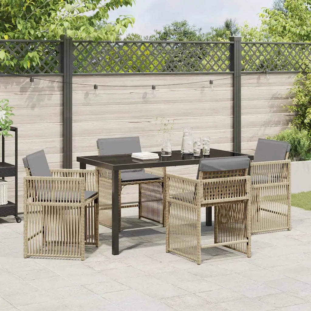 Set da Pranzo per Giardino 5 pcs Beige polyrattan