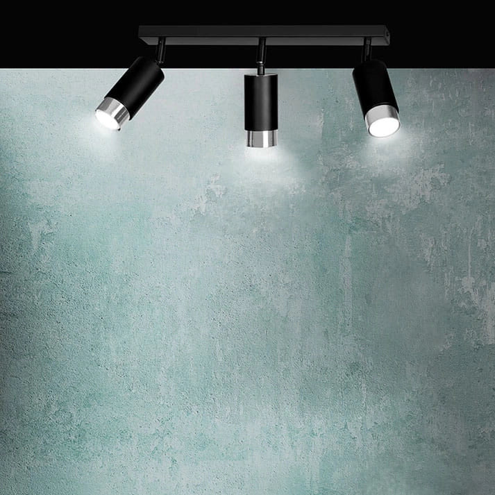 Plafoniera Emibig HIRO 3 faretti GU10 nero/cromo 45 cm