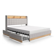 Vitalispa Letto imbottito Grigio 160x200 cm con materasso