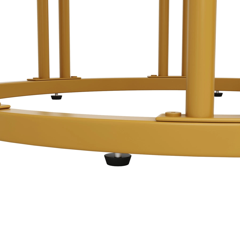 Tavolo da pranzo rotondo 100 x 100 x 76 cm in MDF e metallo; bianco e oro