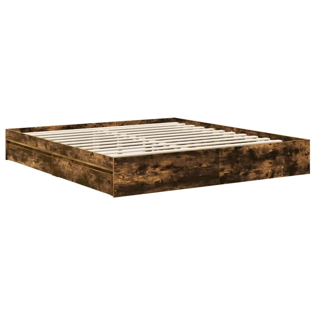 Letto con Contenitore con testiera-Struttura Letto con contenitore Rovere fum¨¦ 180 x 200 cm 699835