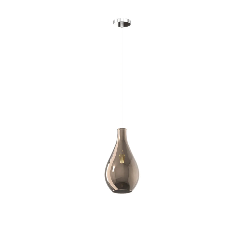 Lampadario Contemporaneo Drop 2.0 Metallo Cromo Vetro Bronzo 1 Luce E27