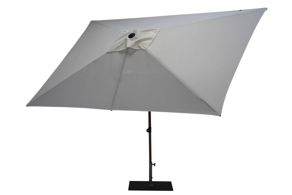 Ombrellone da Giardino 3x2 m Palo Ø38 mm in Alluminio Effetto Legno Tessuto Poliestere Trend Wood Bianco