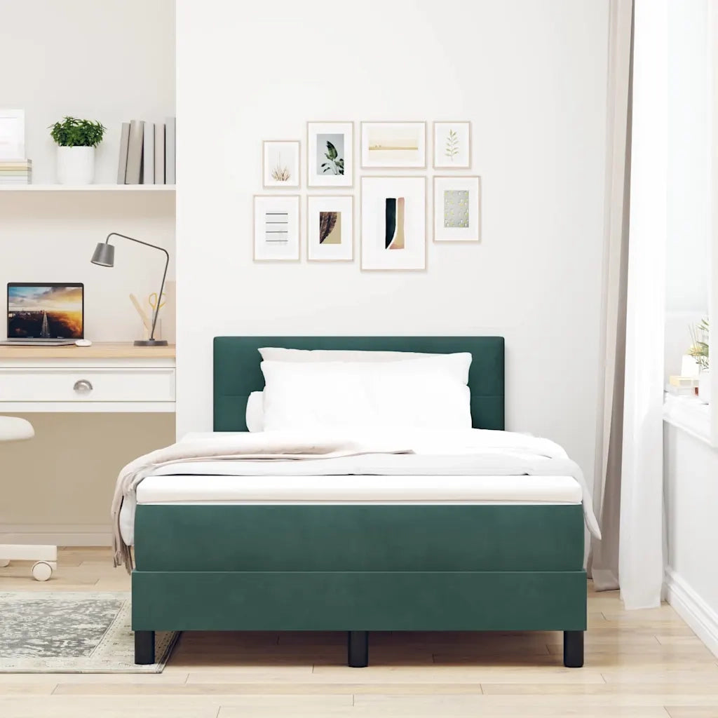 Letto a Sorgente LED con led Verde Scuro 120 x 200 cm Velluto 3342581