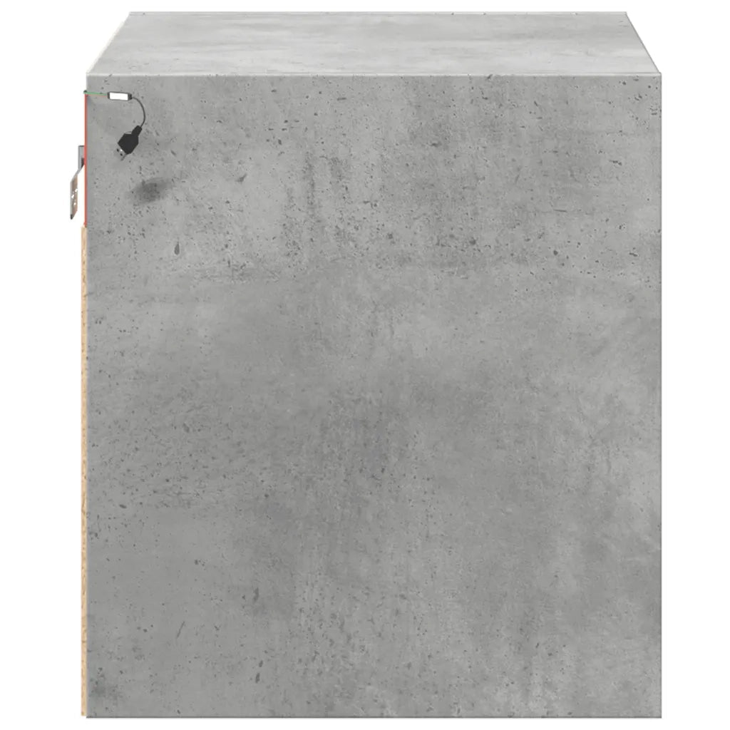Comodini a Parete con Luci LED 2 pz Grigio Cemento 852096