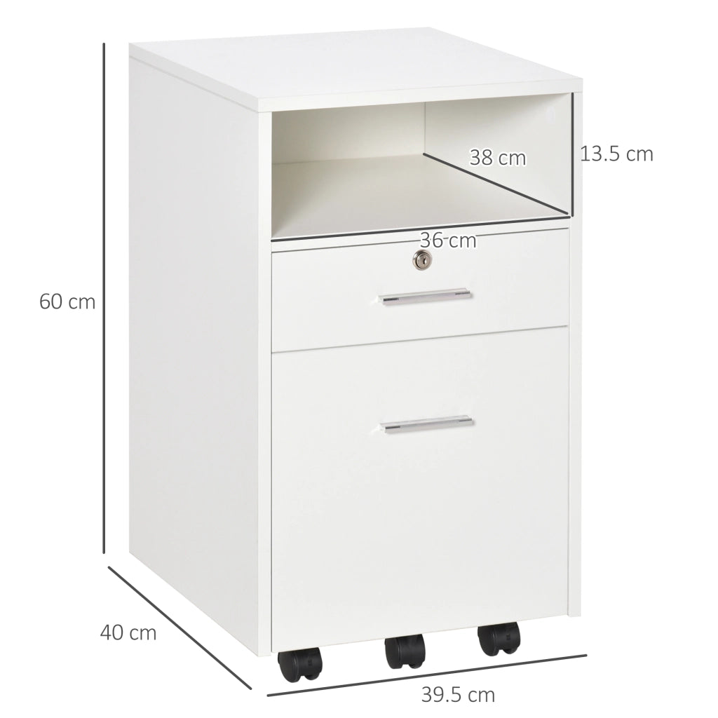 Scrivania con cassettiera e ripiano ¨C Minimal ¨C 39x40x65 cm, bianco