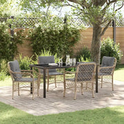 Set da Pranzo per Giardino con cuscino 5 pcs Beige polyrattan