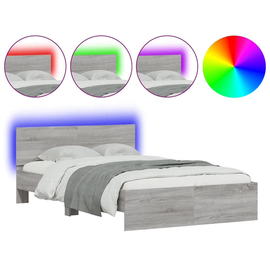 Giroletto con Testiera e LED Grigio Sonoma 120x200 cm 3207621