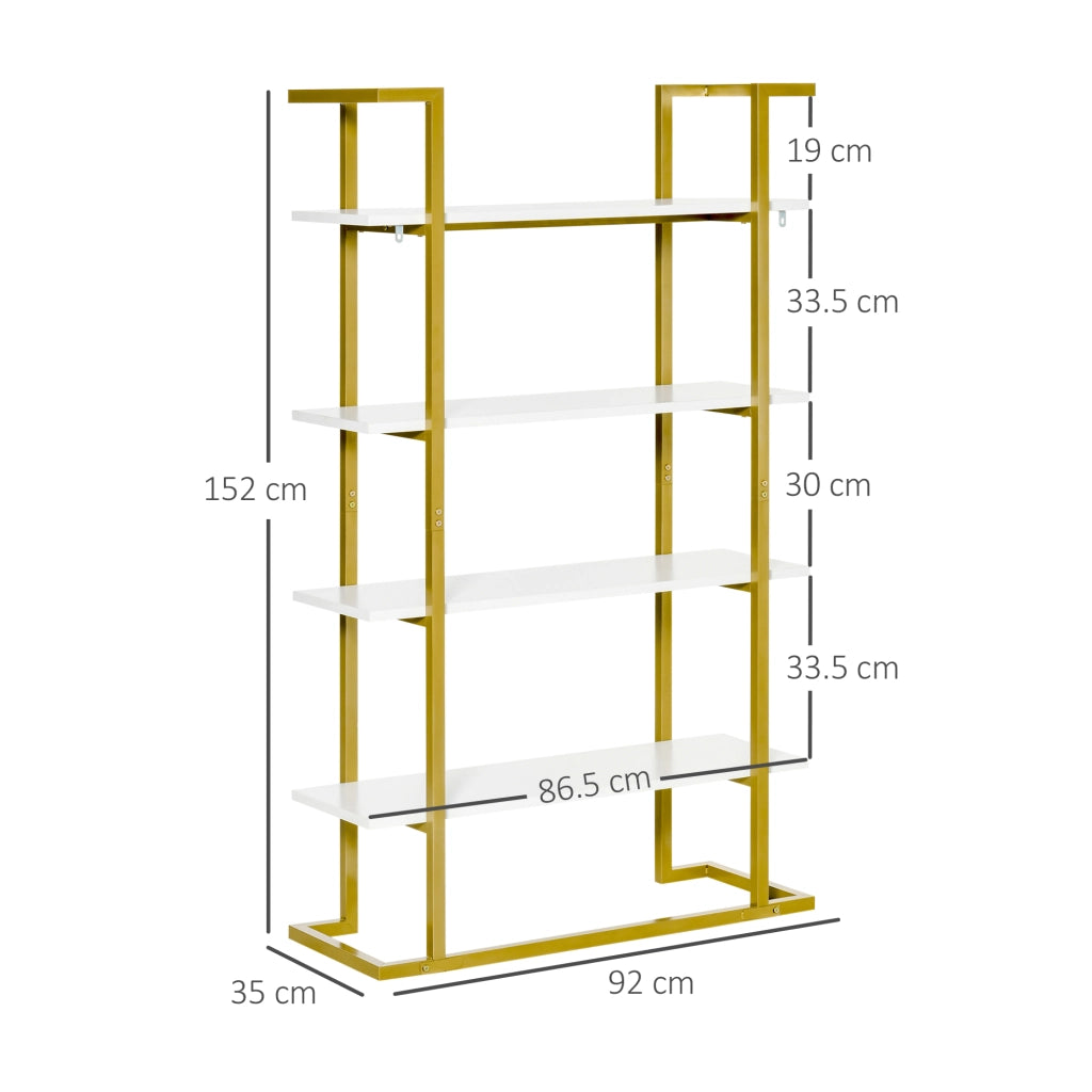 Easycomfort Mobile Libreria a 4 Livelli Rialzato e Multiuso, in MDF e Acciaio, 92x35x152cm