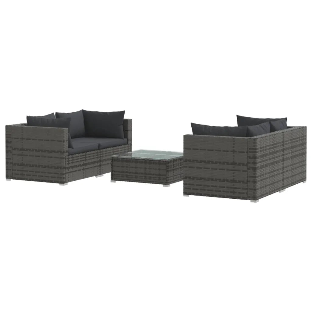 Set Divani da Giardino 5 pz con Cuscini in Polyrattan Grigio 3101485