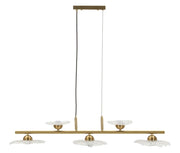 Lampadario Emily 5 Luci Glam - Struttura Oro e Vetri Trasparenti, Design Lineare Sofisticato per Salotti e Zone Dining - 100x24x24 cm