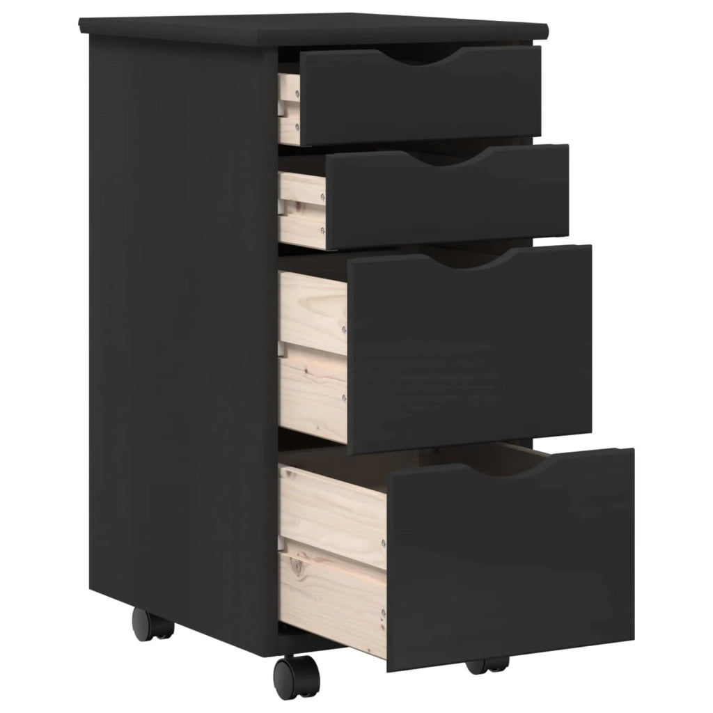 Set scrivania e mobiletto su ruote MOSS 2 pcs Nero