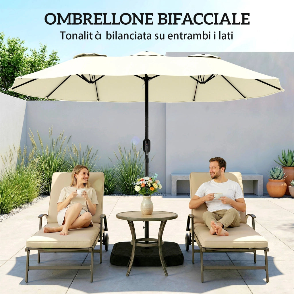 Ombrellone da giardino 12 stecche ¨C Minimal ¨C beige 3x1.5 m