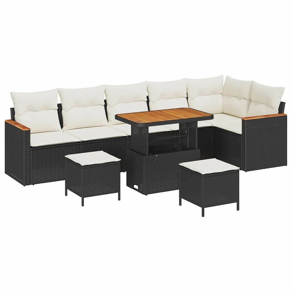 Set Divano da Giardino con cuscino Nero Poly Rattan 3365015