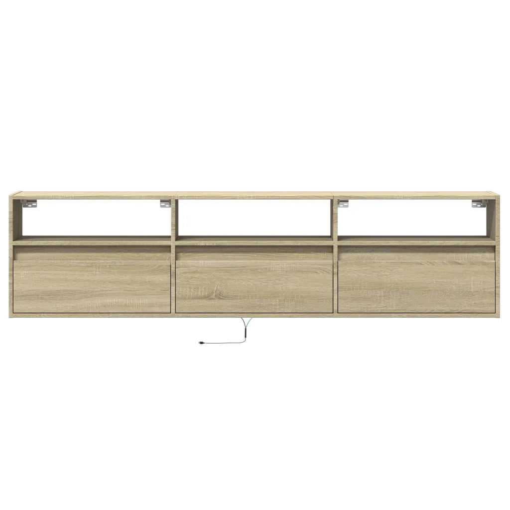 Mobile TV a Parete con LED Rovere Sonoma 180x31x45 cm 3307942