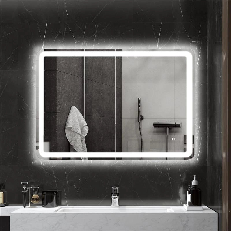 SPECCHIO BAGNO CON INTERRUTTORE TOUCH, LUCE LED A 3 TEMPERATURE E ANTIAPPANNAMENTO, 70X100CM