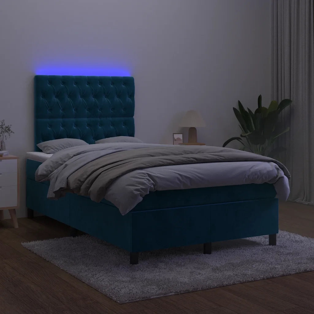 Letto a Molle con Materasso e LED Blu Scuro 120x200cm 3136297