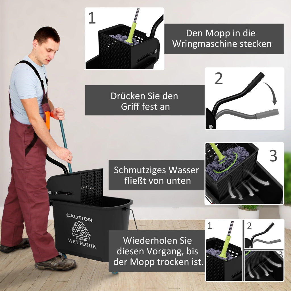 Secchio e Mop con Strizzatore ¨C zephmum ¨C Nero 20 L