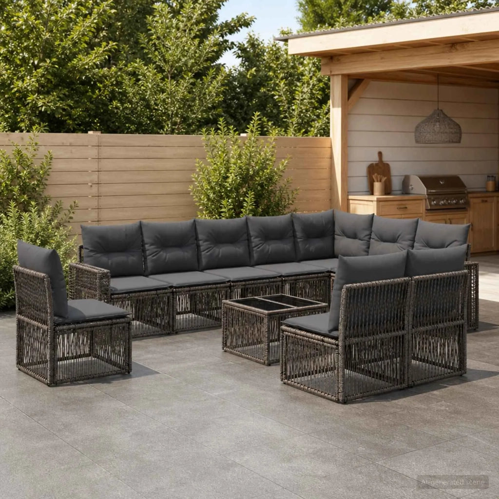 Set Divano da Giardino 11 pz Grigio e Grigio Scuro polyrattan 3435155