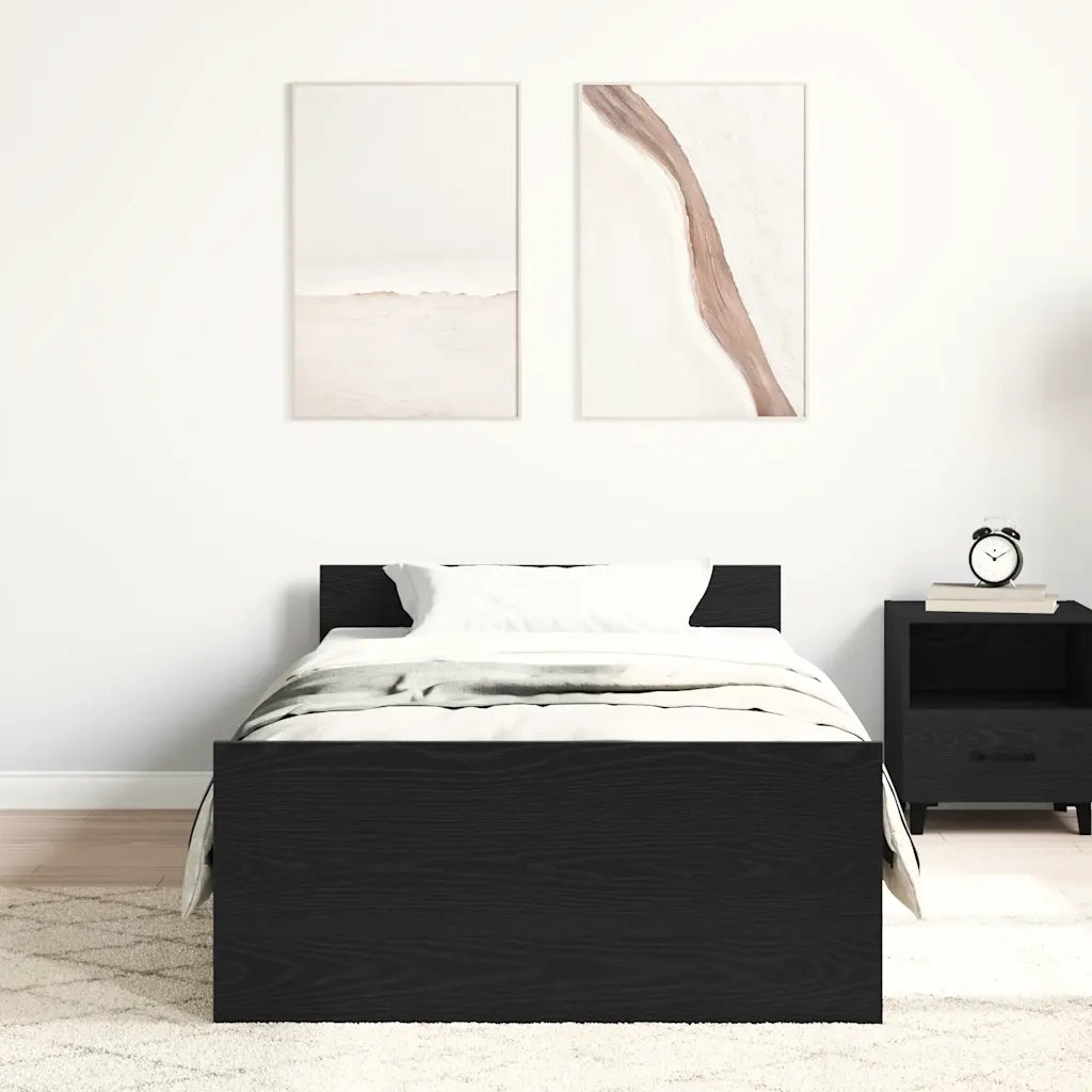 Letto singolo | Letto per adulti | Giroletto senza Materasso Rovere Nero 75x190 cm in Truciolato