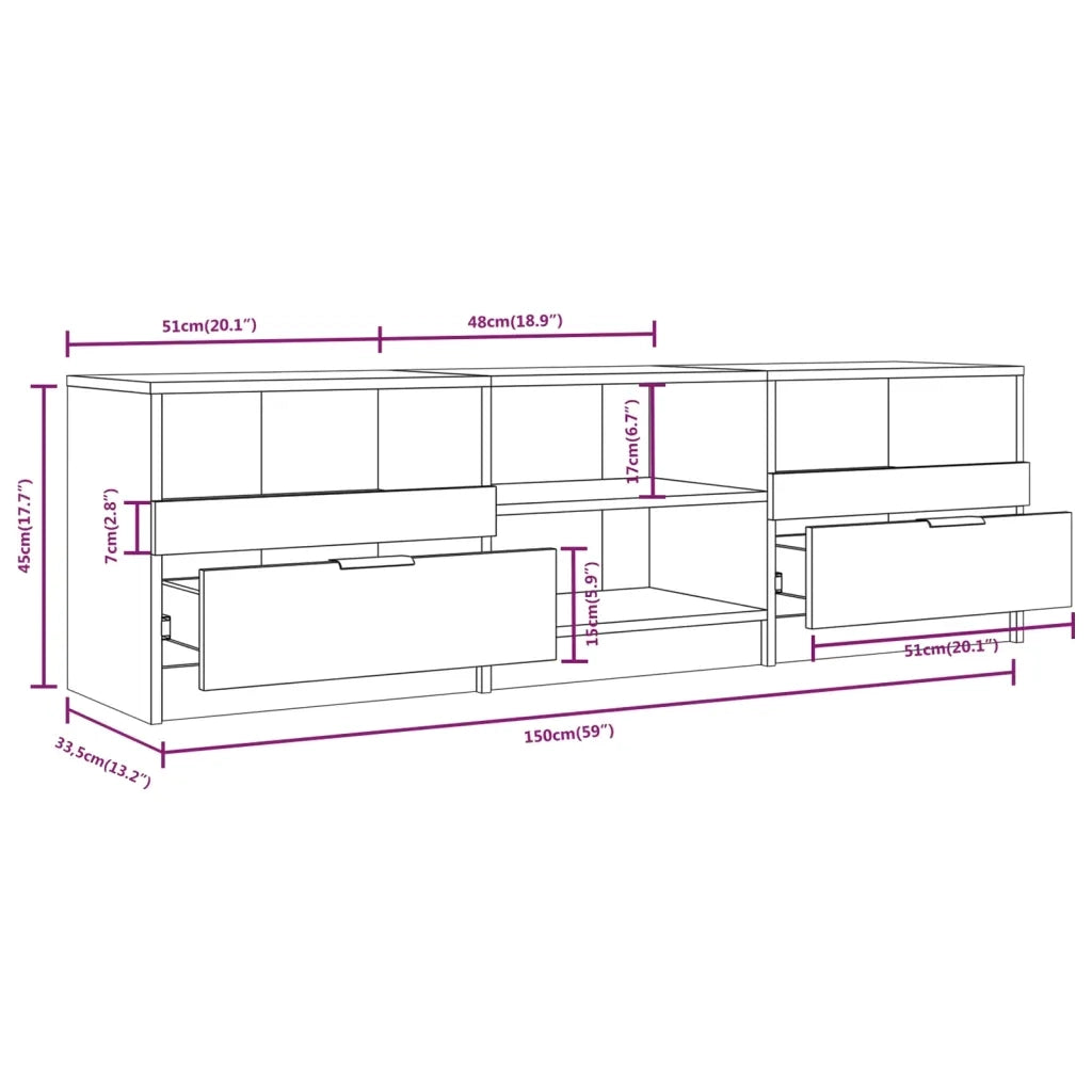 Mobile TV | Armadietto TV | Mobile Porta TV Rovere Fumo 150x33,5x45 cm in Legno Ingegnerizzato