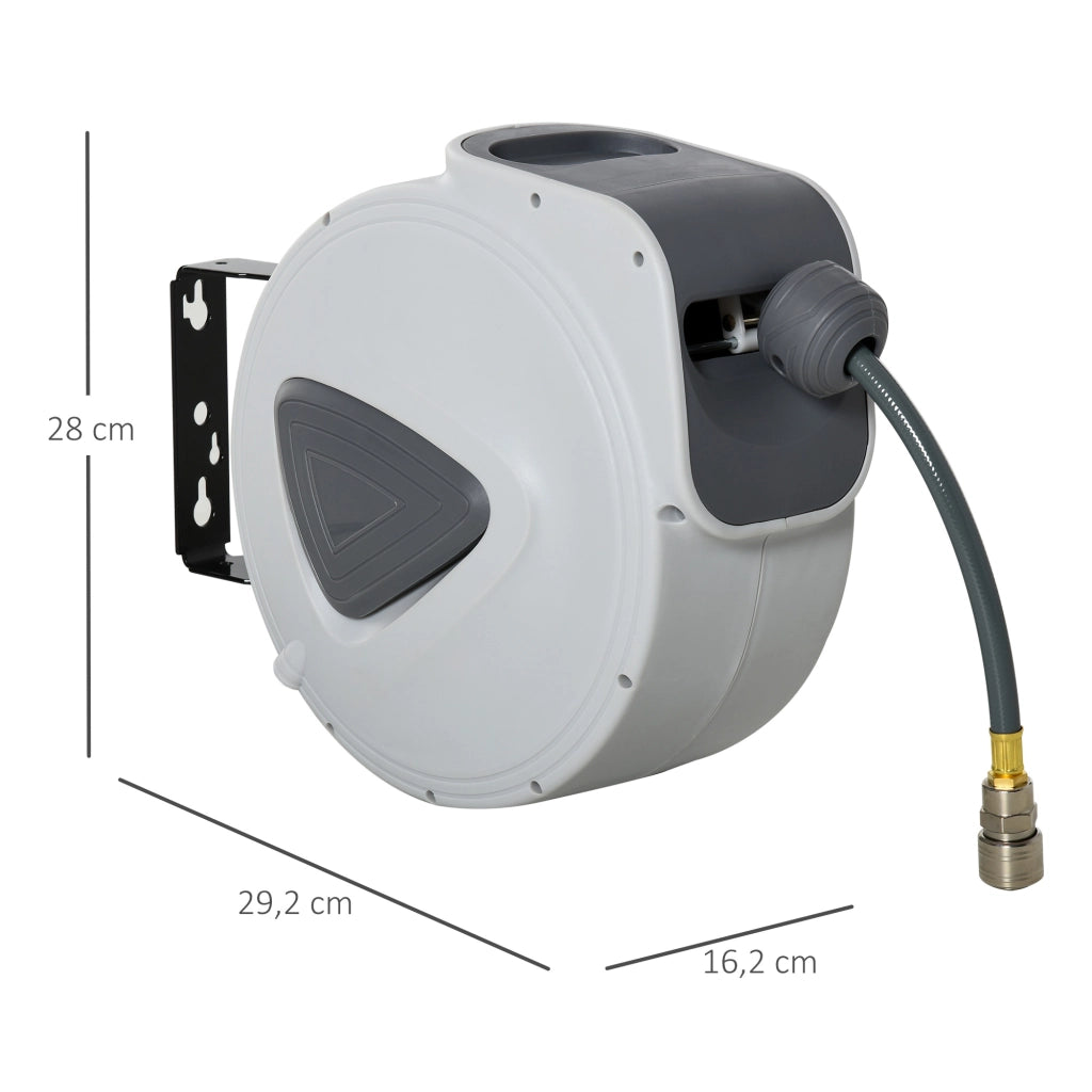Avvolgitubo pneumatico automatico ¨C Xylo ¨C 10m + 0,9m, ? 3/8'' (9,5mm) e 1/4'' (6,35mm) BSPT, grigio