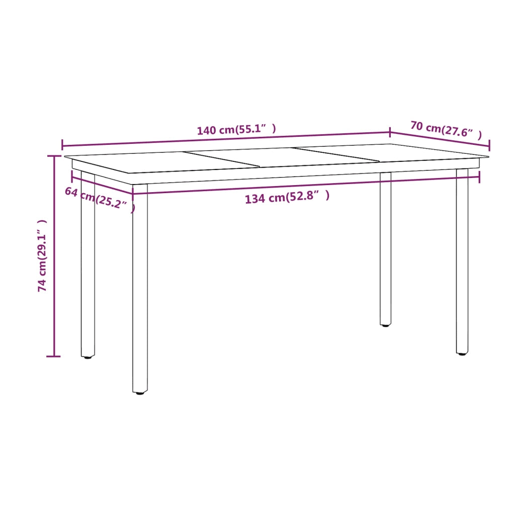 Set da Pranzo da Giardino 5 pz con Cuscini Nero 3099283