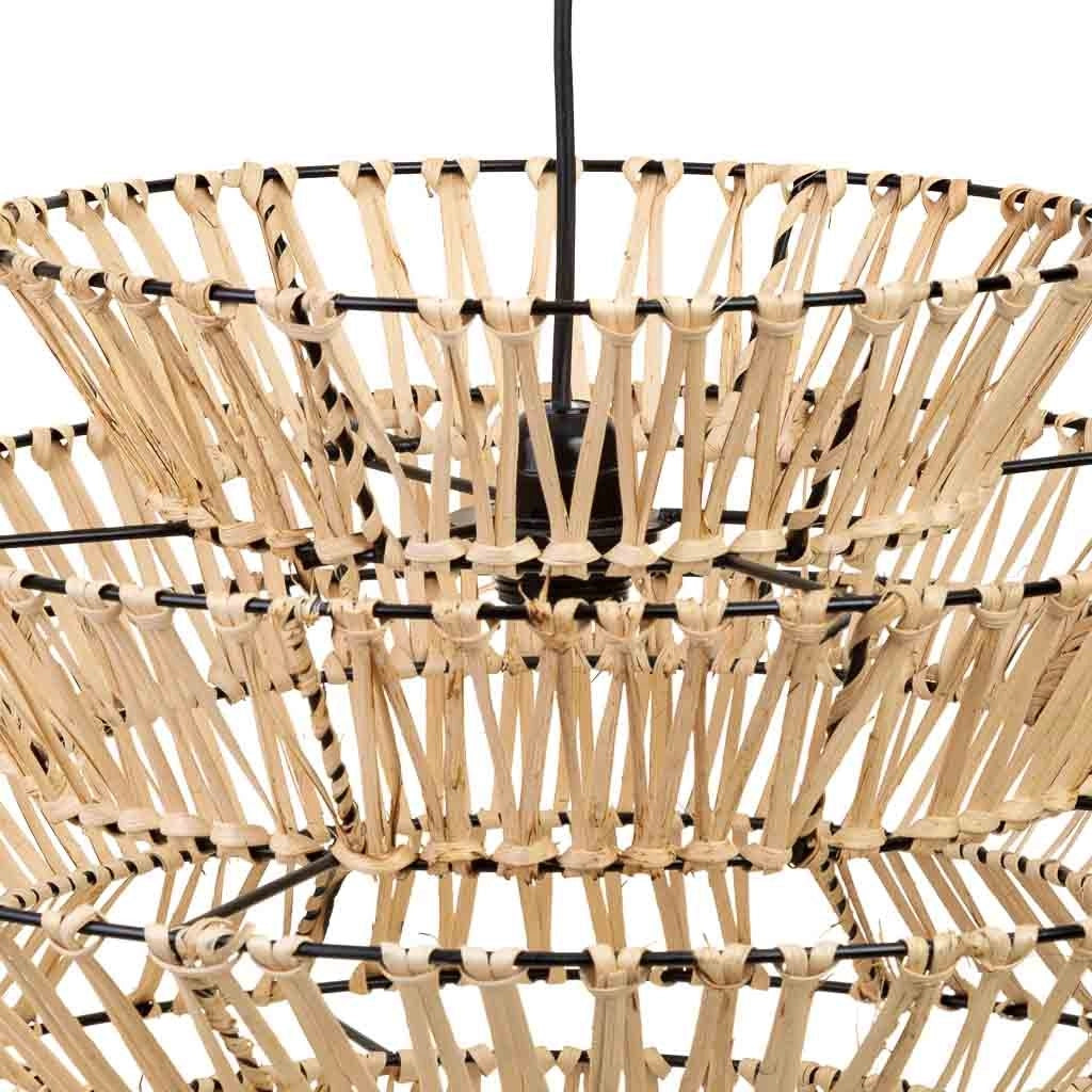 Lampada soffitto rafia e metallo marrone 51x51x46h cm