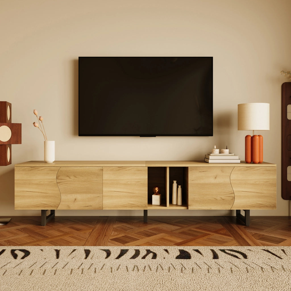 Cassettiera per TV naturale in MDF e truciolare lunghezza 191 cm