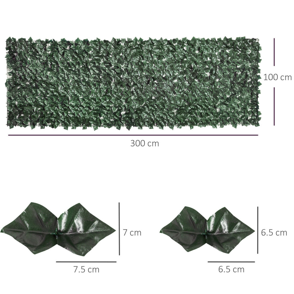 Siepe Artificiale per Balcone e Giardino ¨C zephmum ¨C Verde Scuro in PE Anti-UV 300x100cm
