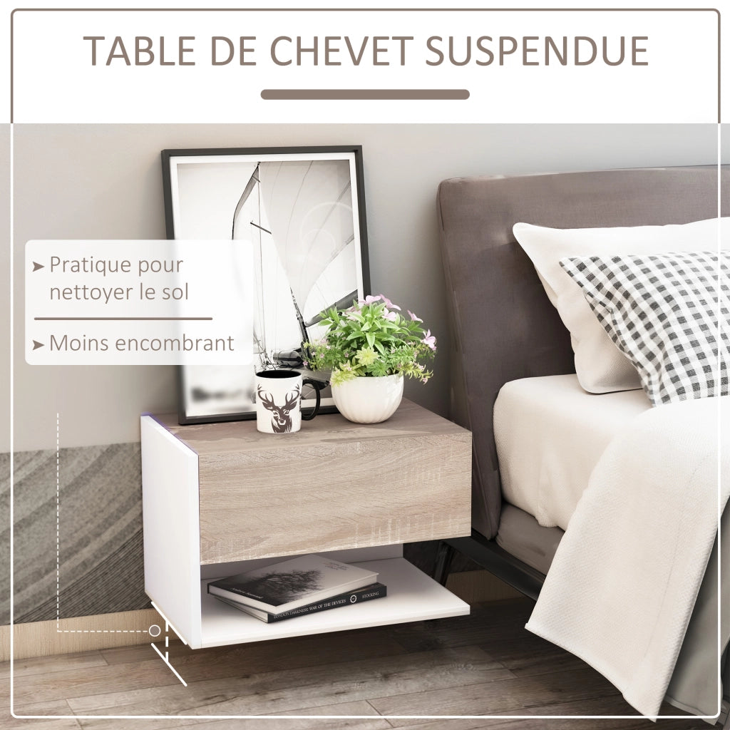 Comodini sospesi ¨C Minimal ¨C Bianco e rovere chiaro