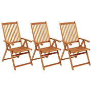 Sedie da Giardino Pieghevoli 3pz con Cuscini Acacia Massello 3064095