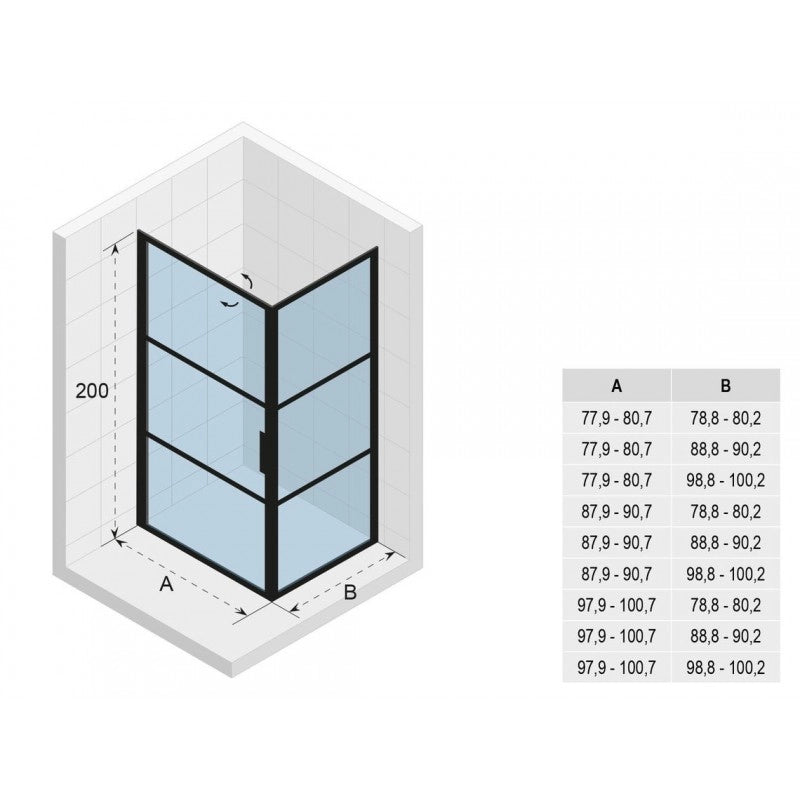Box doccia angolare GRID 201 RIHO 80x100 x200cm