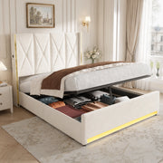 Letto Contenitore Imbottito con LED, USB e Sistema Idraulico ¨C MINIMAL ¨C Velluto, 160x200