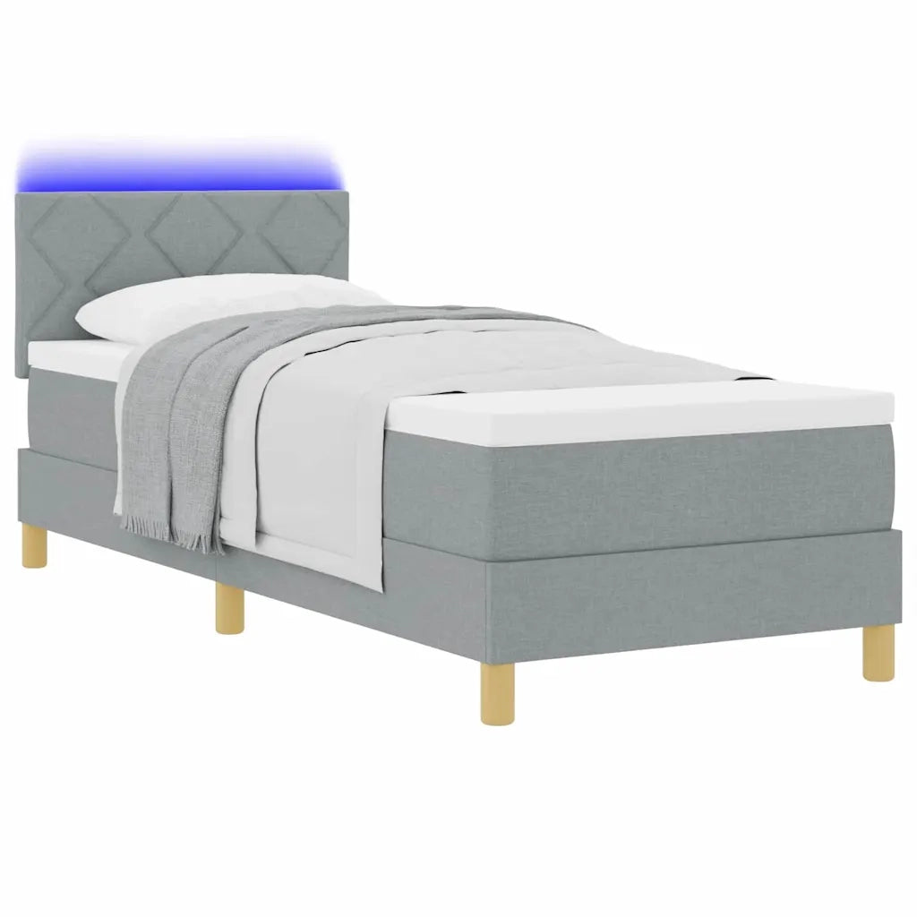 Letto a Sorgente LED Grigio chiaro 80 x 200 cm Tessuto 3342471