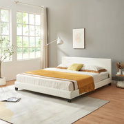 Letto Matrimoniale a Testiera Alta Letto a 2 Piazze 160x200 cm Rivestimento in Similpelle Bianco Corium