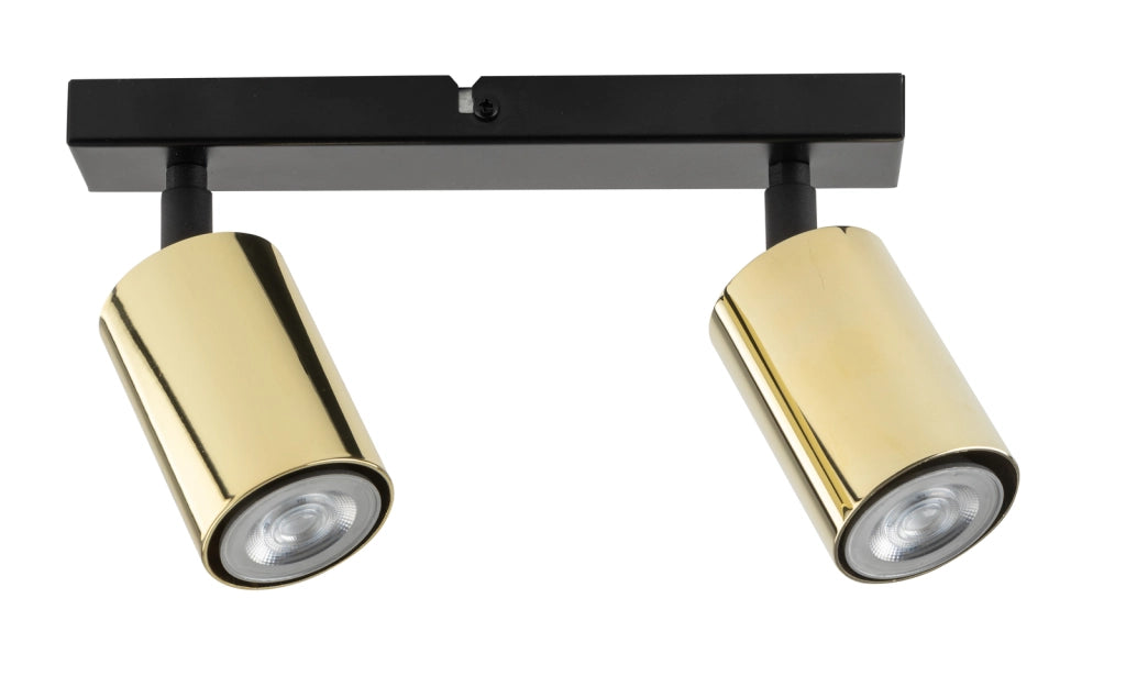 Plafoniera moderna nero/ottone 2 spot GU10 Zoom Sigma