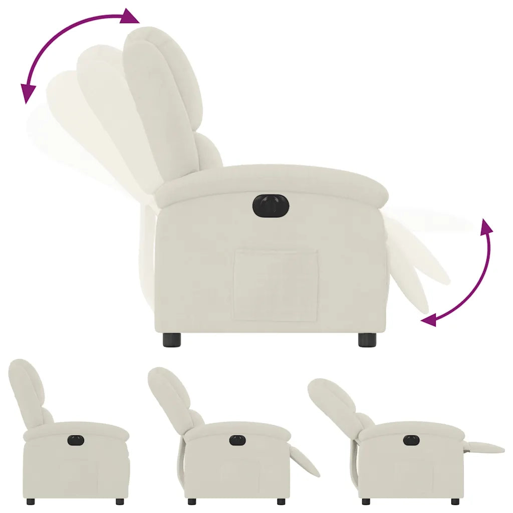 Poltrona | Sedia Relax Elettrica Reclinabile Crema in Velluto