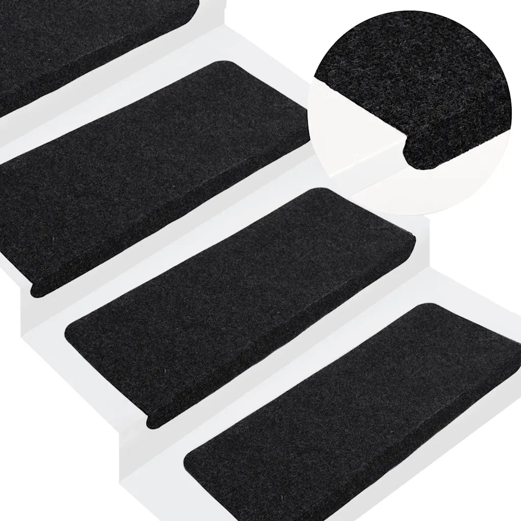 Tappetini Autoadesivi per Scale 15 pz | Gradini per Scale 65x24,5x3,5 cm Nero