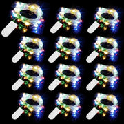 12 pacchi di cavi elettrici alimentati a batteria, 20 LED, 2 metro cavo elettrico in rame, filo elettrico argentato impermeabile, illuminazione bianca fredda.