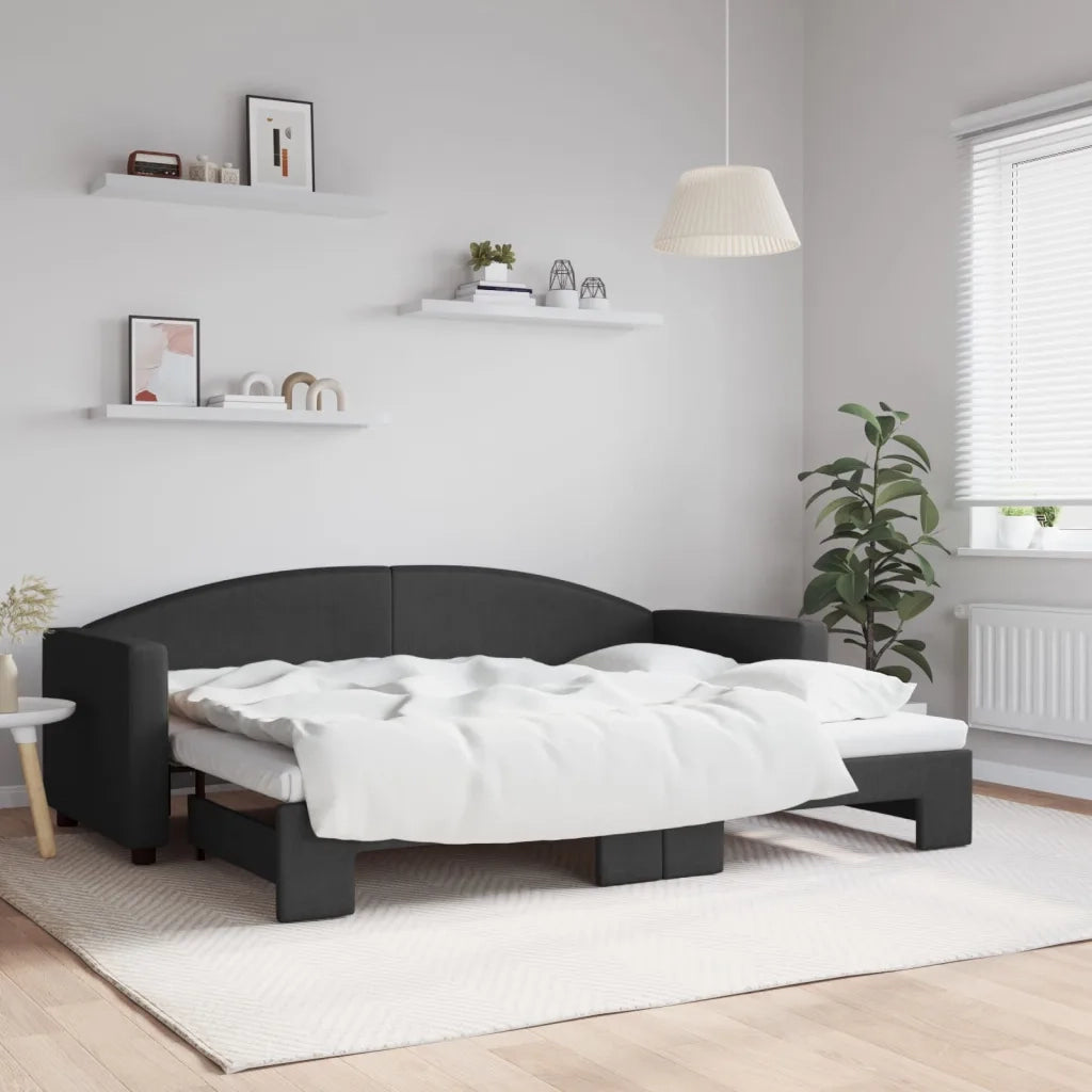 Divano letto | Sof¨¤ letto | Letto singolo Estraibile Nero 80x200 Tessuto