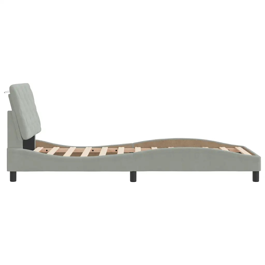 Giroletto senza Materasso Grigio Chiaro 90x190 cm Velluto