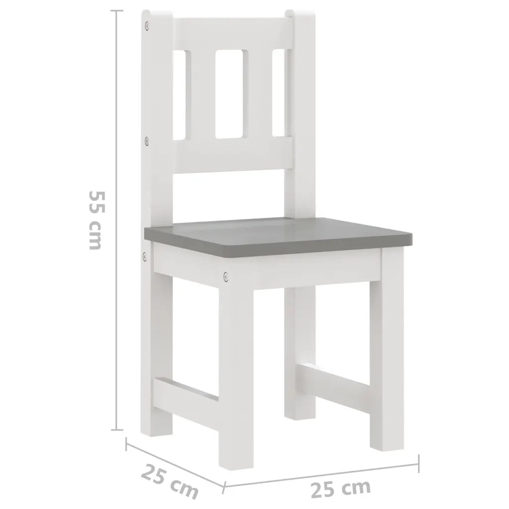 Set Tavolo e Sedie per Bambini 3 Pezzi Bianco e Grigio in MDF CFW7252577