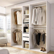 Armadio Camera da Letto Rector, Guardaroba Grande 5 Ripiani, 45x205h cm Bianco