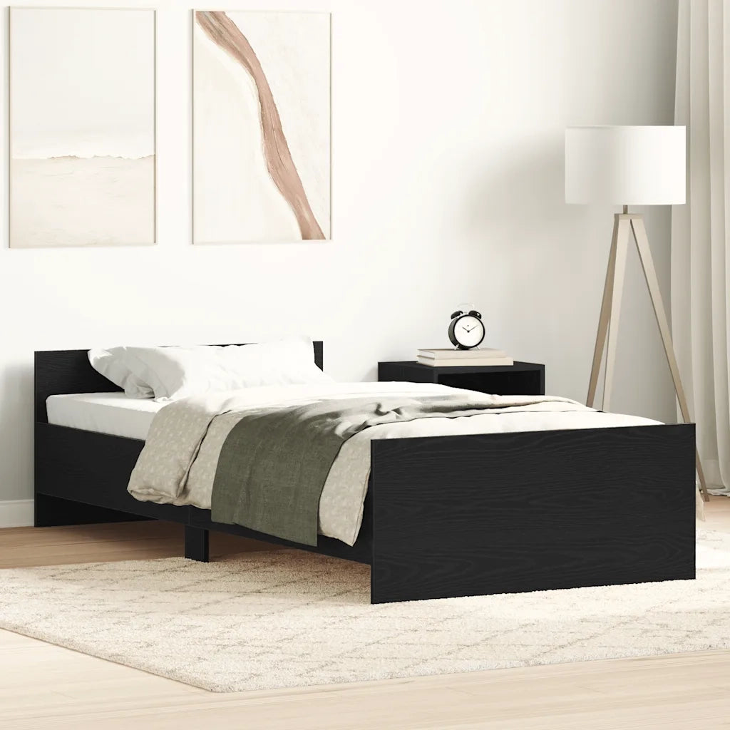 Letto singolo | Letto per adulti | Giroletto senza Materasso Rovere Nero 75x190 cm in Truciolato