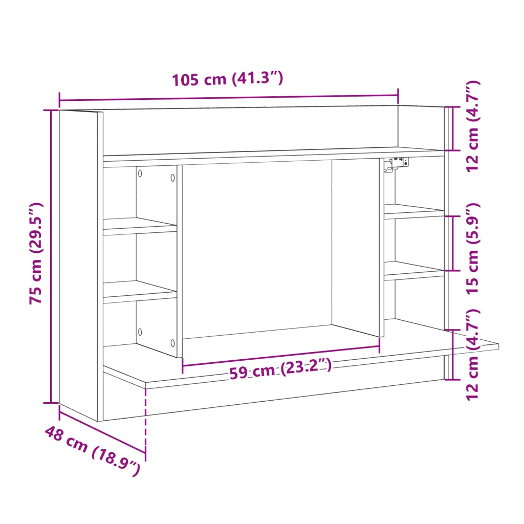 Scrivania a Parete Grigio Sonoma 105x48x75cm Legno Multistrato 847973