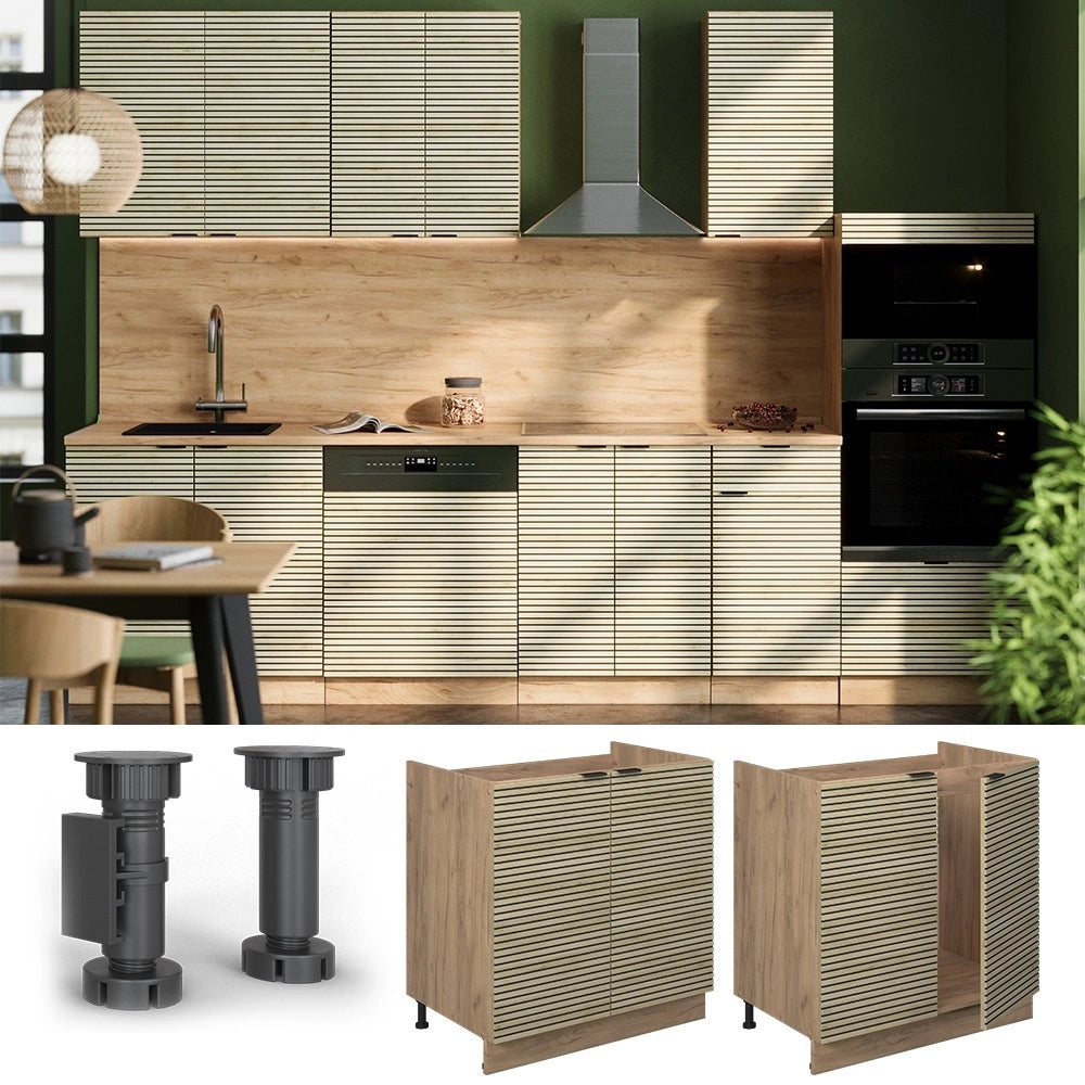 Mobile lavello cucina Fame-Line Pannello in quercia/Rovere dorato 80 cm, PL Antracite Vicco