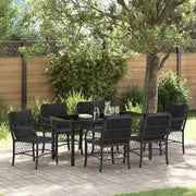 Set da Pranzo per Giardino con cuscino 7 pcs Nero polyrattan