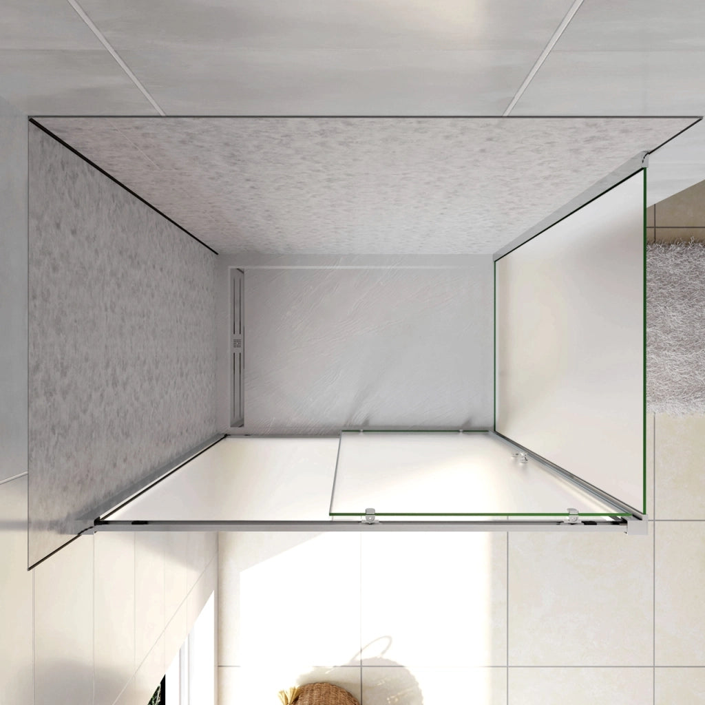 H.185 cm Box Doccia Angolare Porta Scorrevole con Parete Fissa Vetro Temperato 5 mm Satinato Opaco 110x70 cm
